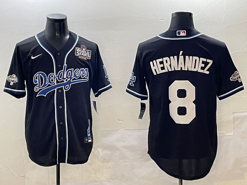 Men Los Angeles Dodgers 8 Hernandez Black Fashion Game 2025 Nike MLB Jersey style 30612